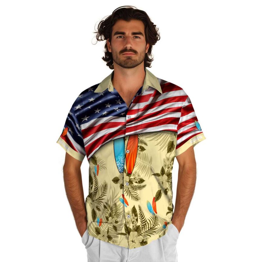 Customized Surf US Flag Themed Hawaiian Shirt New Arrival