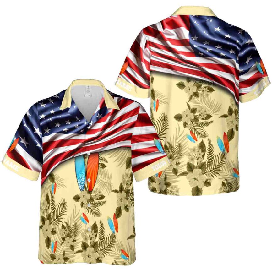 Customized Surf US Flag Themed Hawaiian Shirt Premium grade