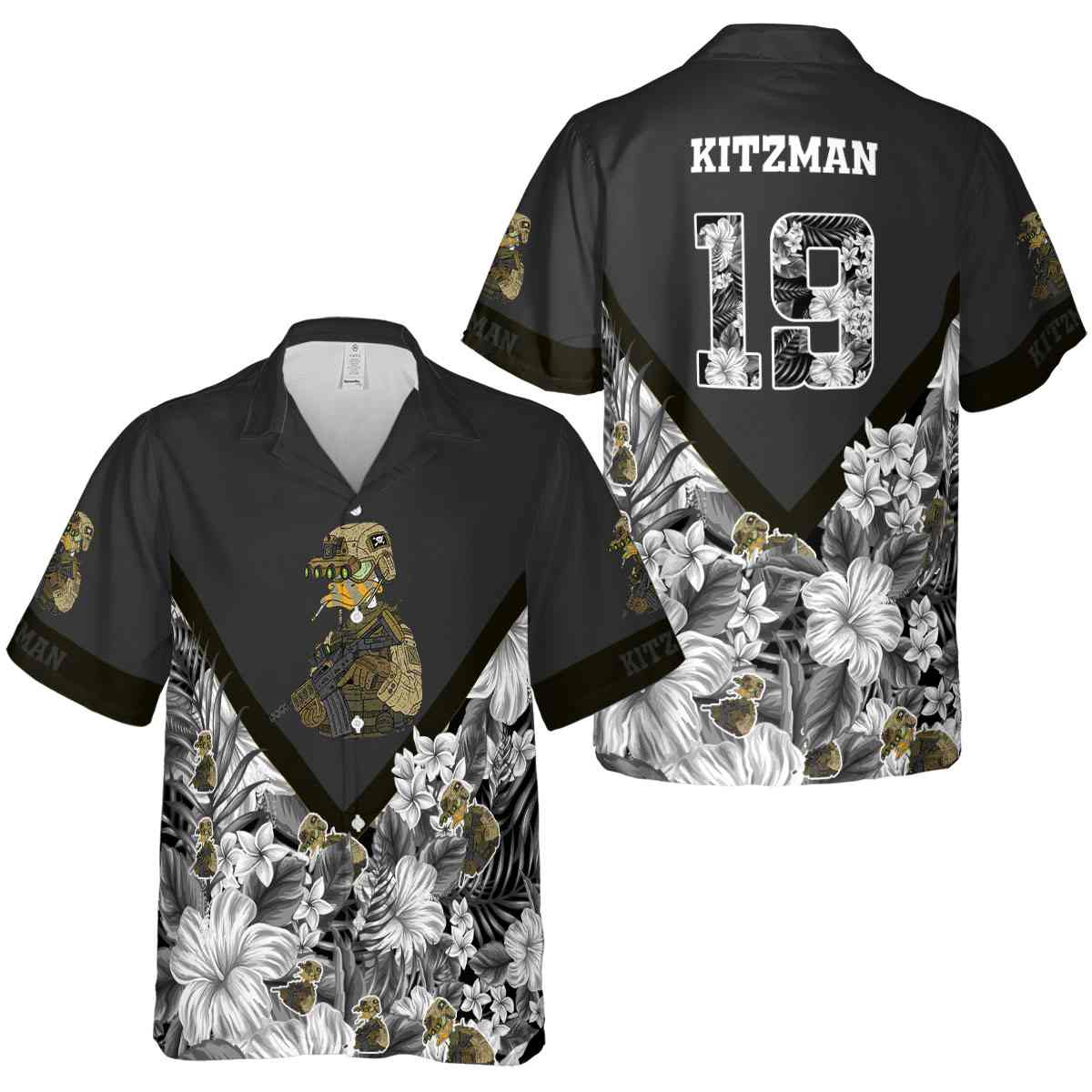 Customized Tactical Bold Floral Number Hawaiian Shirt Premium grade Customized Tactical Bold Floral Number Hawaiian Shirt Premium grade