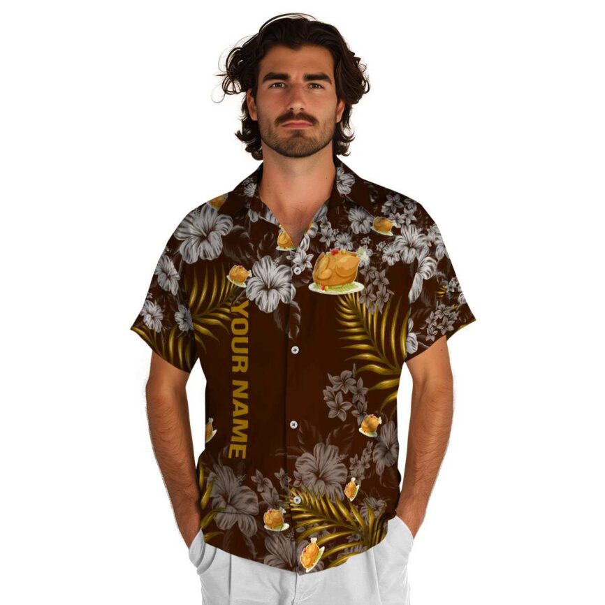 Customized Thanksgiving Hibiscus Pattern Hawaiian Shirt New Arrival