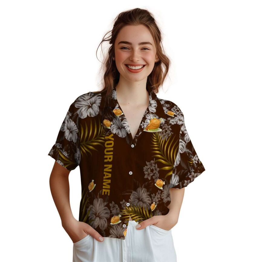 Customized Thanksgiving Hibiscus Pattern Hawaiian Shirt Top rated