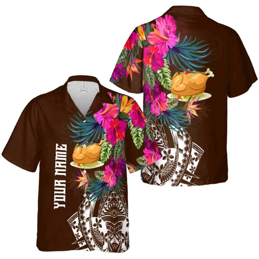 Customized Thanksgiving Polynesian Flowers Hawaiian Shirt Premium grade