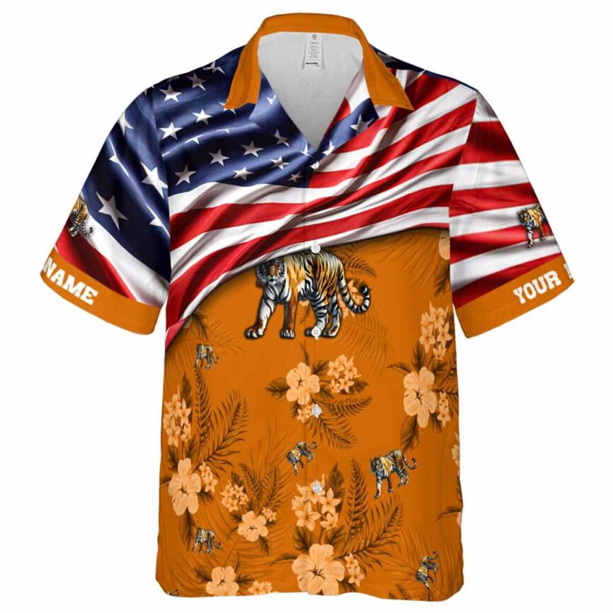 Customized Tiger US Flag Themed Hawaiian Shirt Fashion forward