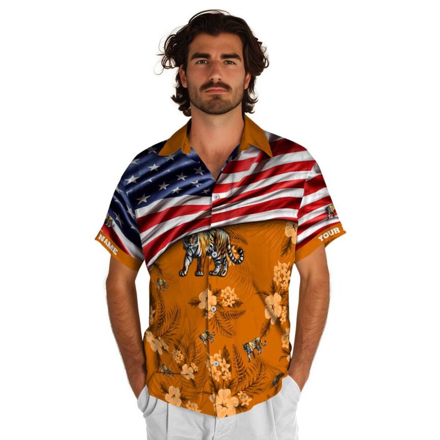 Customized Tiger US Flag Themed Hawaiian Shirt New Arrival