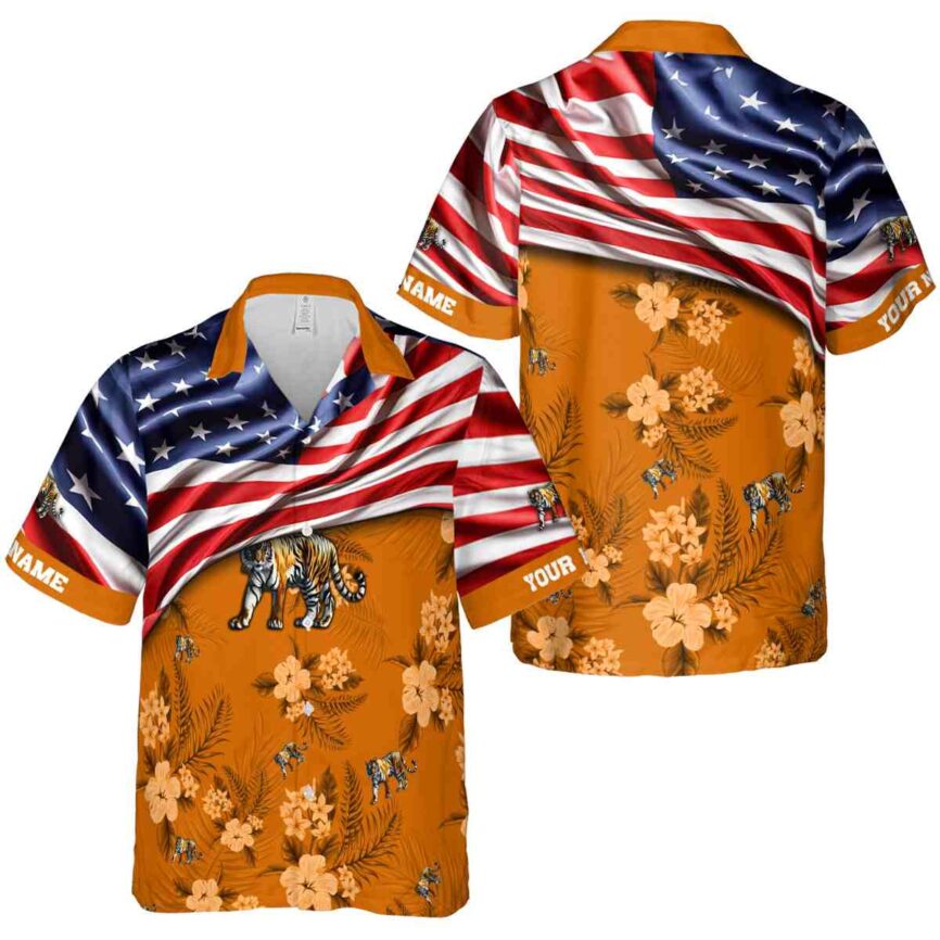 Customized Tiger US Flag Themed Hawaiian Shirt Premium grade