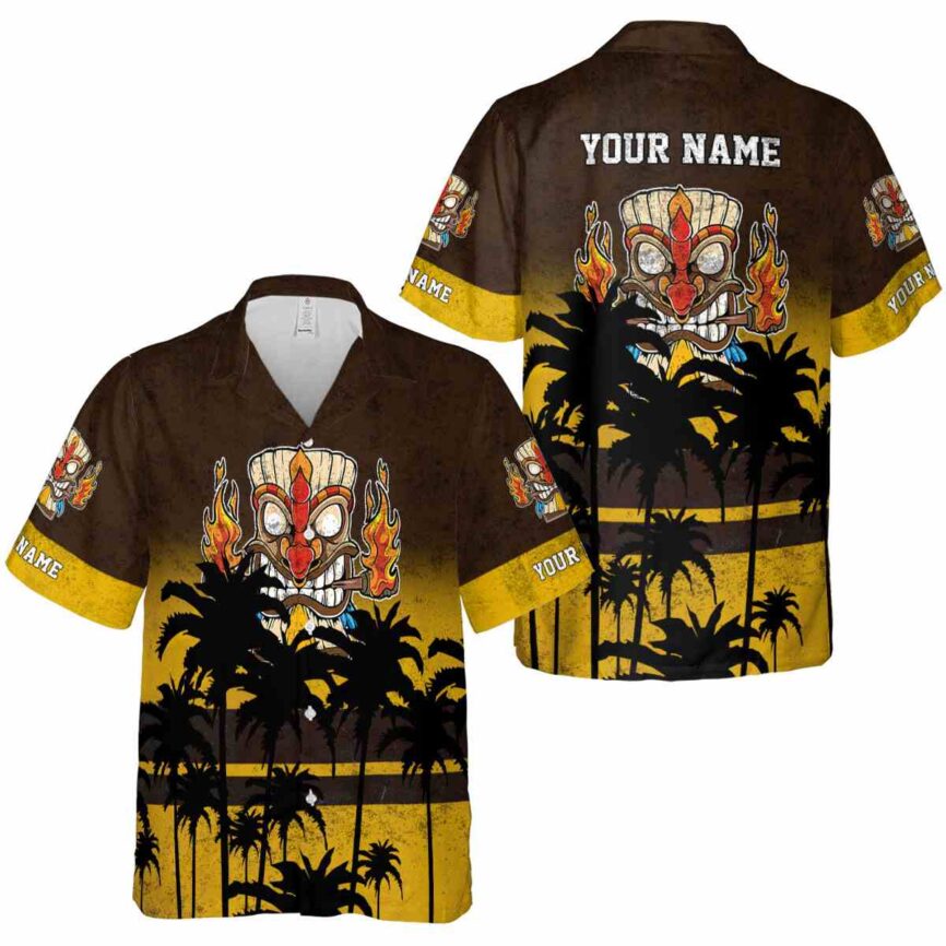 Customized Tiki Sunset Gradient Hawaiian Shirt Premium grade
