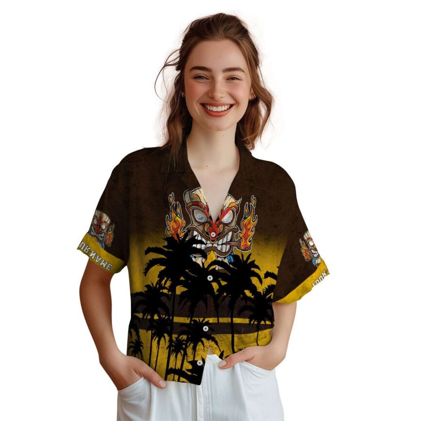 Customized Tiki Sunset Gradient Hawaiian Shirt Top rated