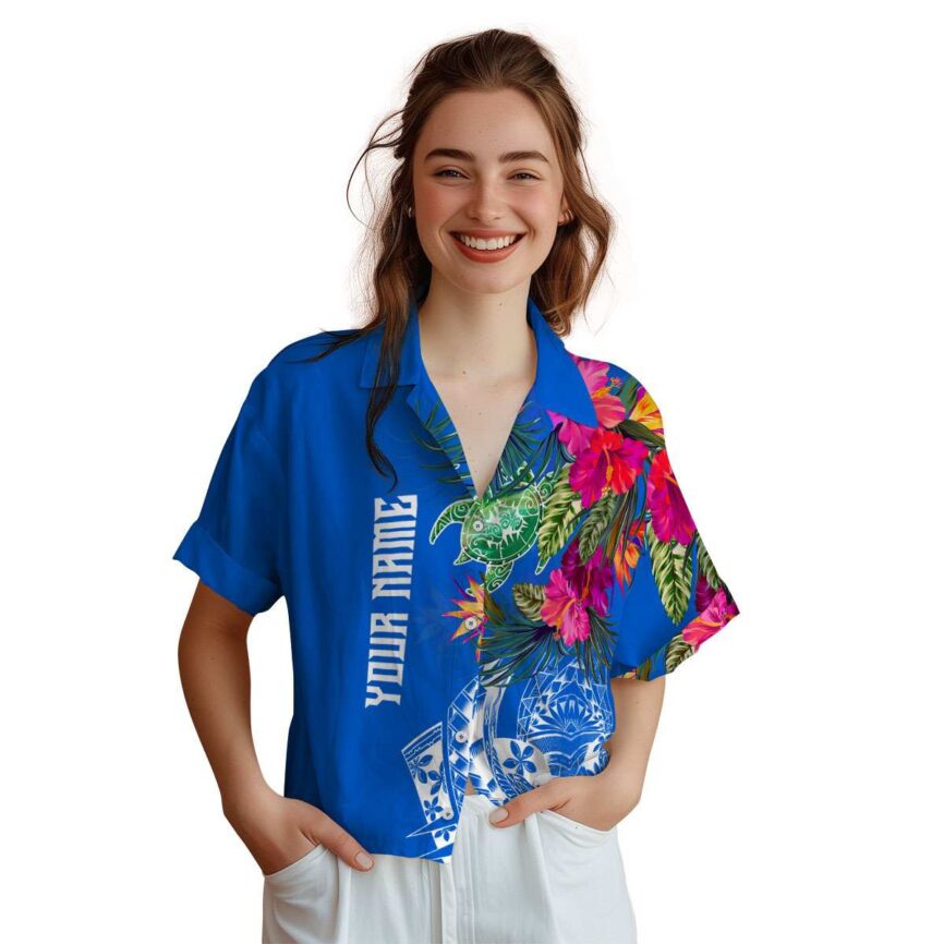 Customized Tribal Polynesian Flowers Hawaiian Shirt Top rated