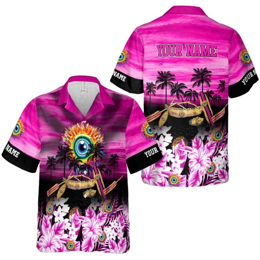 Customized Trippy Sunset Beach Canoe Hawaiian Shirt Premium grade