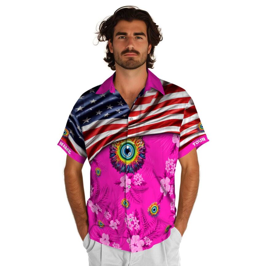 Customized Trippy US Flag Themed Hawaiian Shirt New Arrival