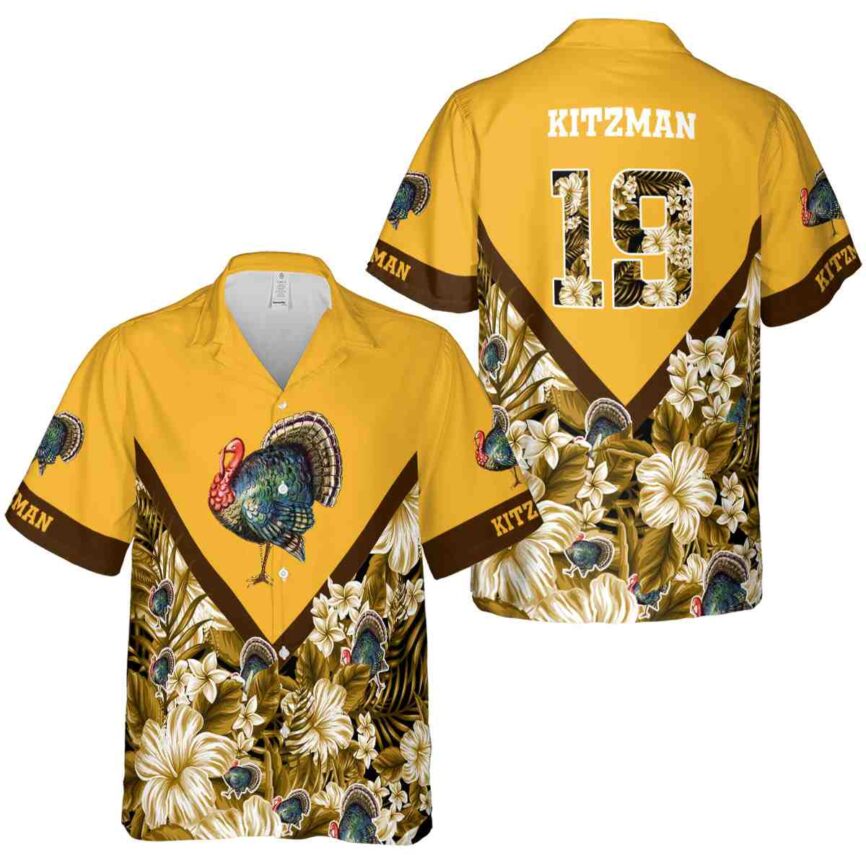 Customized Turkey Bold Floral Number Hawaiian Shirt Premium grade
