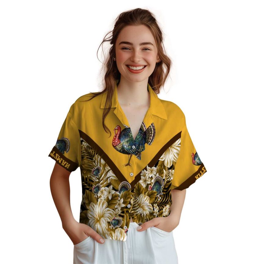 Customized Turkey Bold Floral Number Hawaiian Shirt Top rated