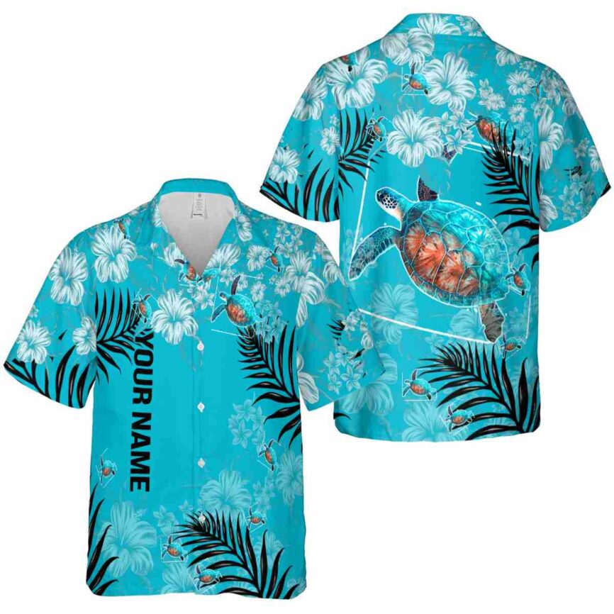 Customized Turtle Hibiscus Pattern Hawaiian Shirt Premium grade