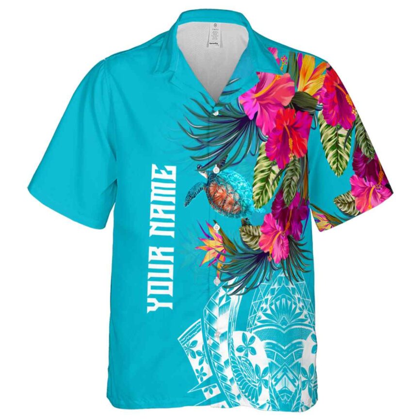 Customized Turtle Polynesian Flowers Hawaiian Shirt Fashion forward