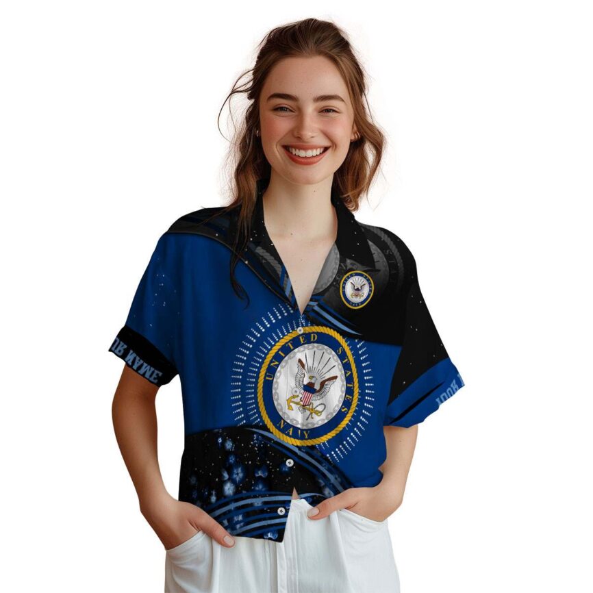 Customized US Navy Dynamic Swirl Hawaiian Shirt Top rated