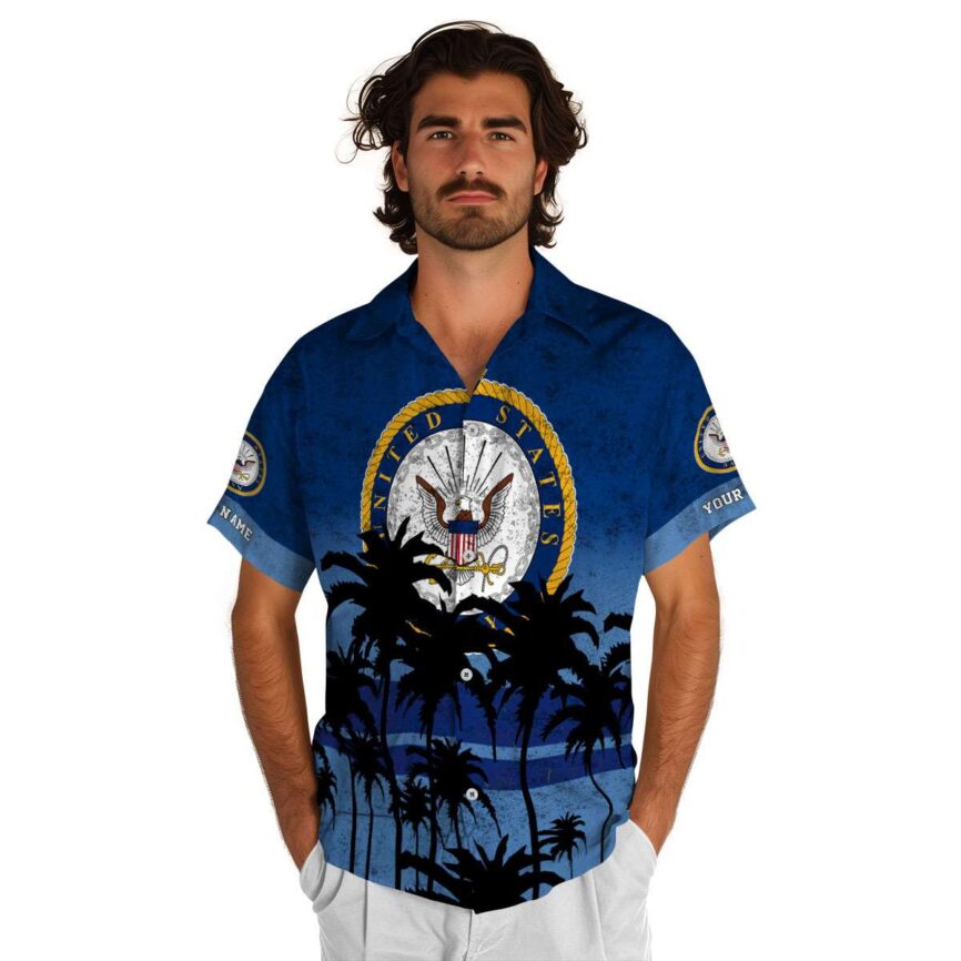 Customized US Navy Sunset Gradient Hawaiian Shirt New Arrival