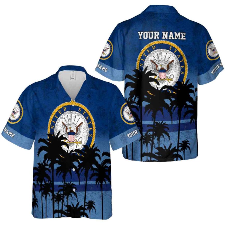 Customized US Navy Sunset Gradient Hawaiian Shirt Premium grade