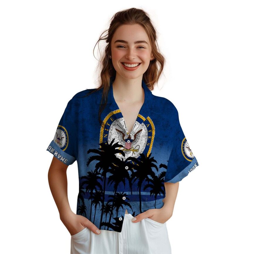 Customized US Navy Sunset Gradient Hawaiian Shirt Top rated