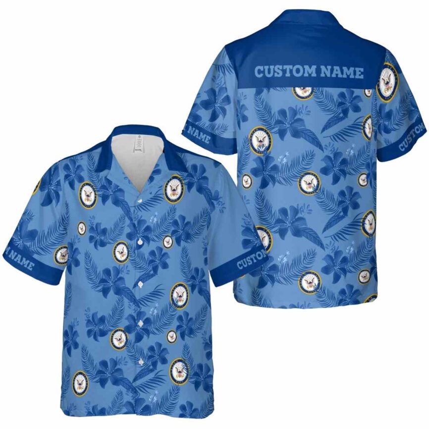 Customized US Navy Tropical Flower Hawaiian Shirt Premium grade