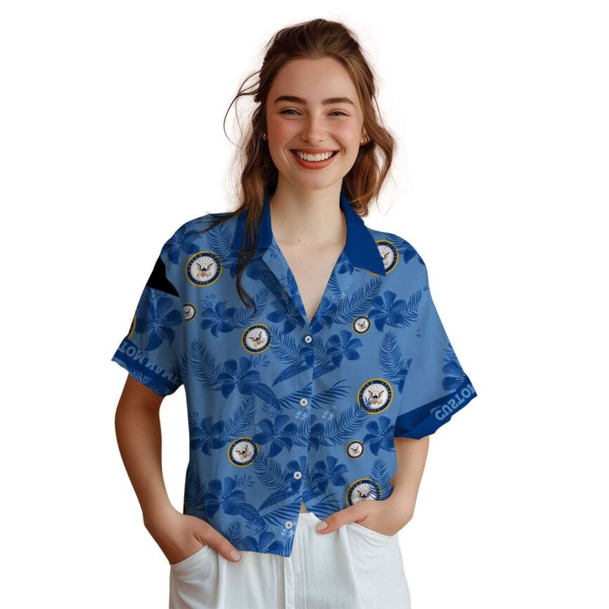Customized US Navy Tropical Flower Hawaiian Shirt Top rated