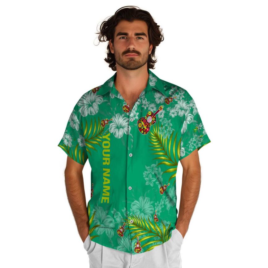 Customized Ukulele Hibiscus Pattern Hawaiian Shirt New Arrival