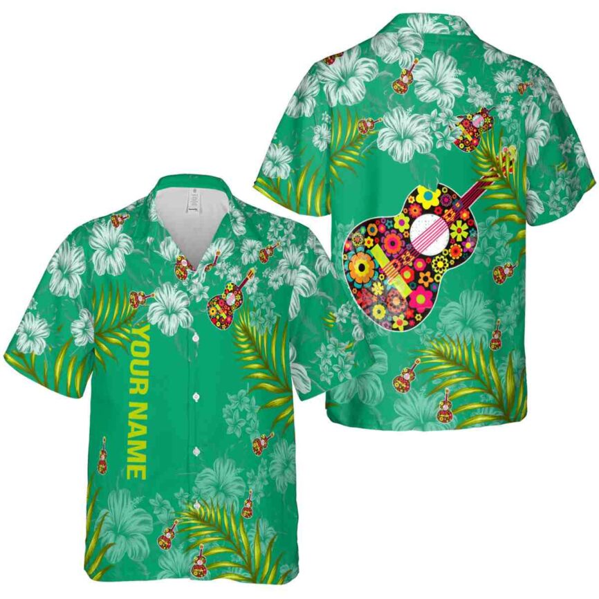 Customized Ukulele Hibiscus Pattern Hawaiian Shirt Premium grade