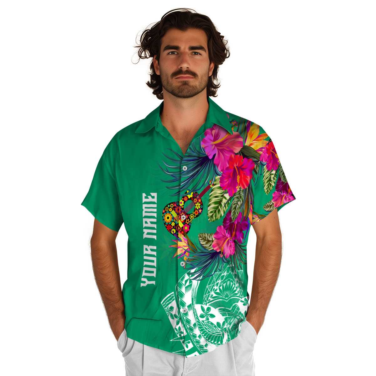 Customized Ukulele Polynesian Flowers Hawaiian Shirt New Arrival Customized Ukulele Polynesian Flowers Hawaiian Shirt New Arrival