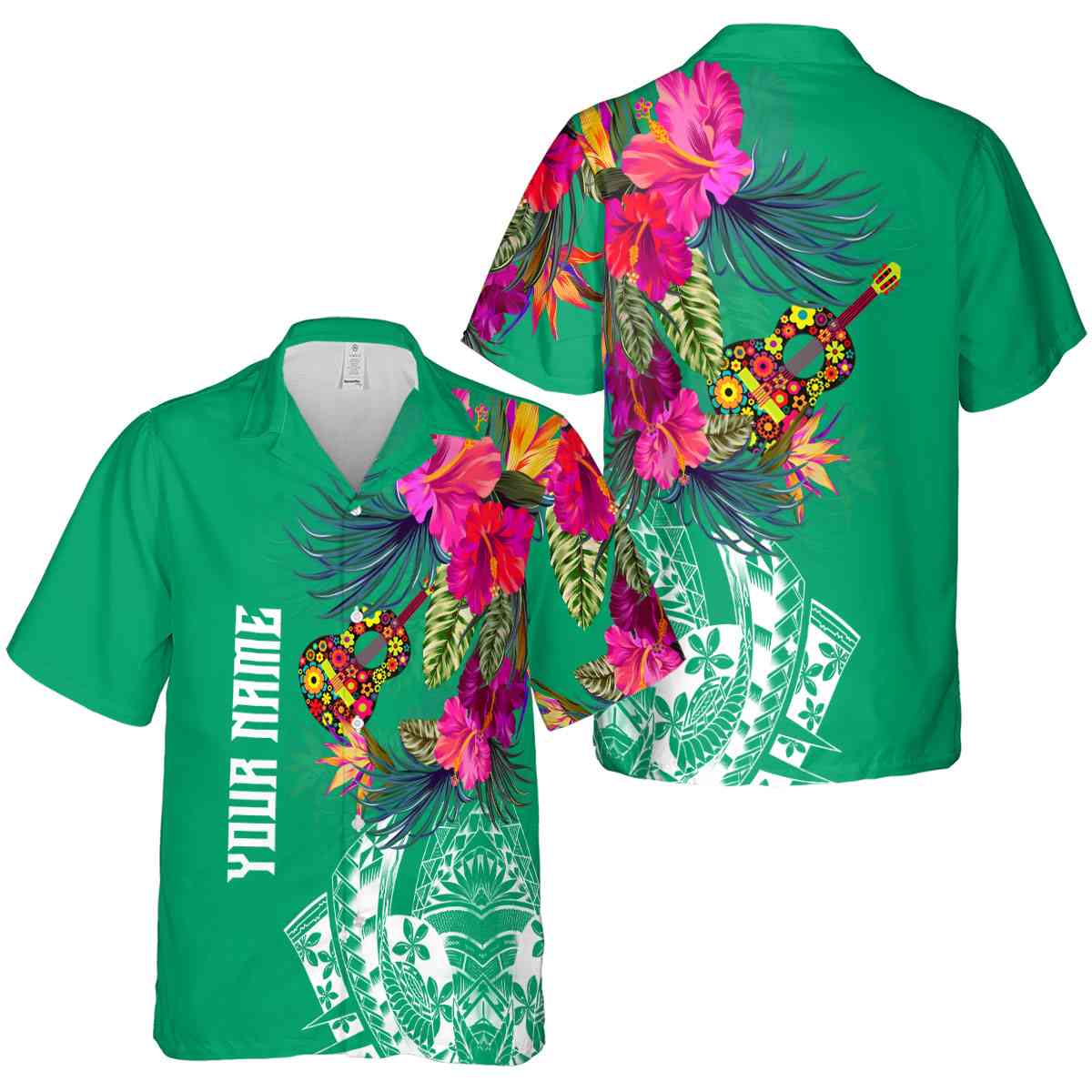 Customized Ukulele Polynesian Flowers Hawaiian Shirt Premium grade Customized Ukulele Polynesian Flowers Hawaiian Shirt Premium grade