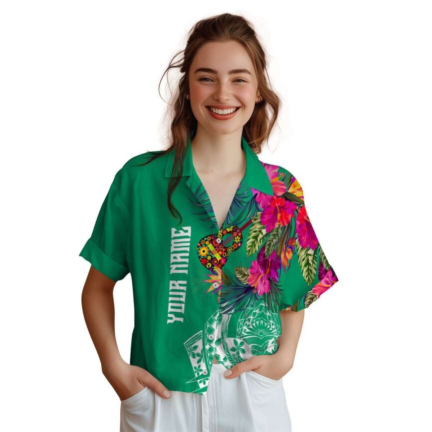 Customized Ukulele Polynesian Flowers Hawaiian Shirt Top rated