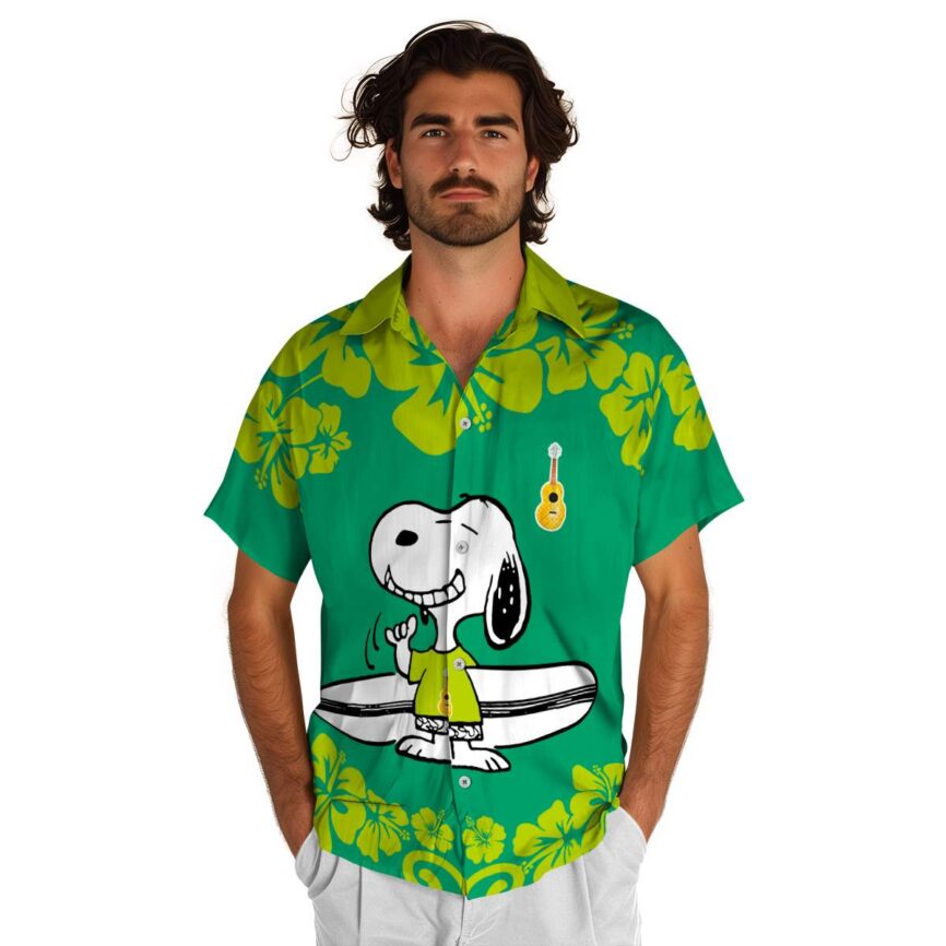 Customized Ukulele Surfing Snoopy Hawaiian Shirt New Arrival