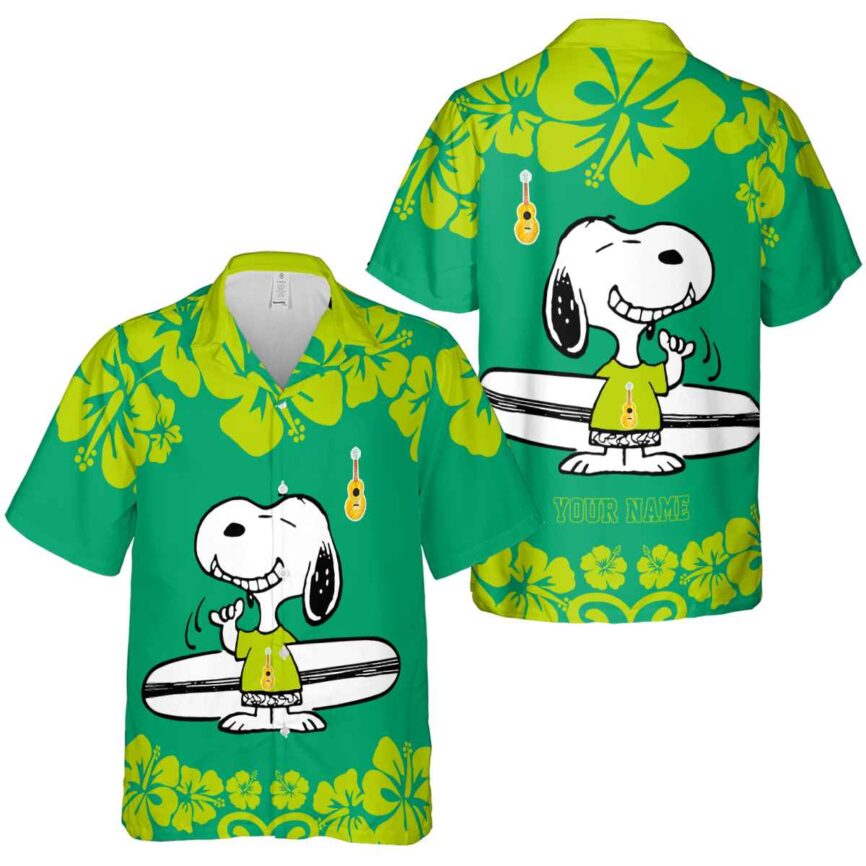 Customized Ukulele Surfing Snoopy Hawaiian Shirt Premium grade