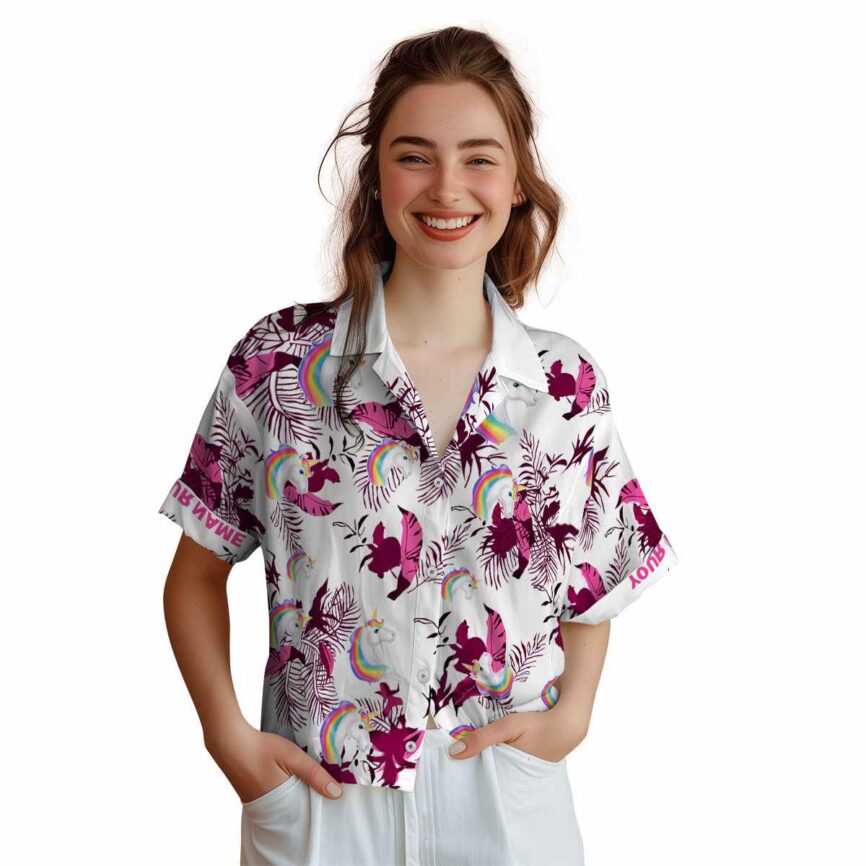 Customized Unicorn Leafy Accents Hawaiian Shirt Top rated