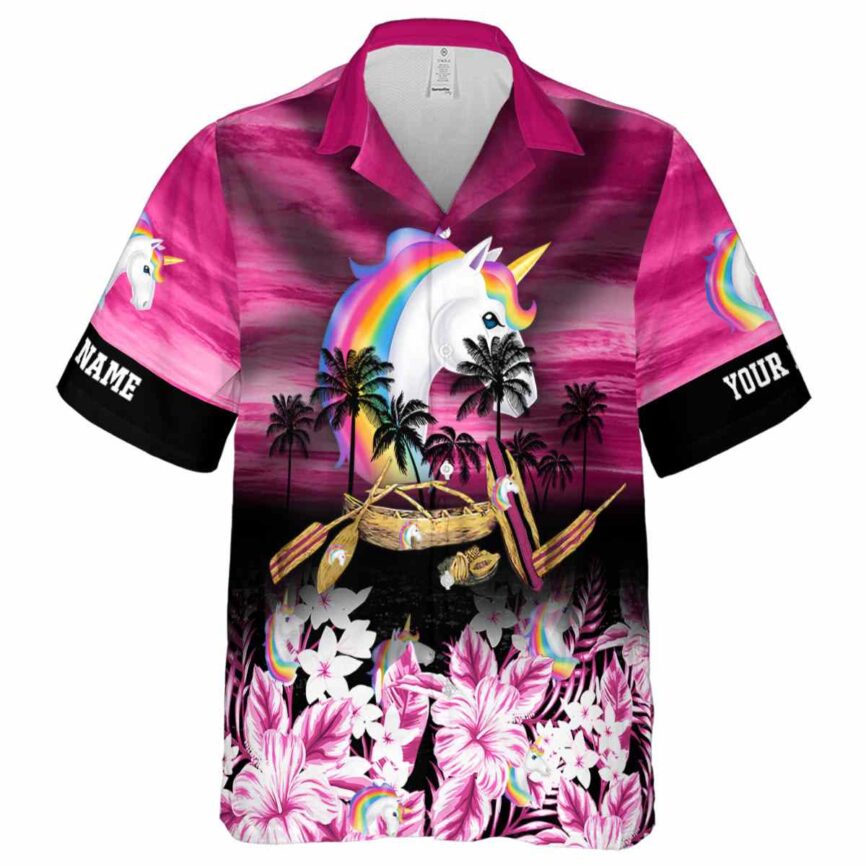 Customized Unicorn Sunset Beach Canoe Hawaiian Shirt Fashion forward