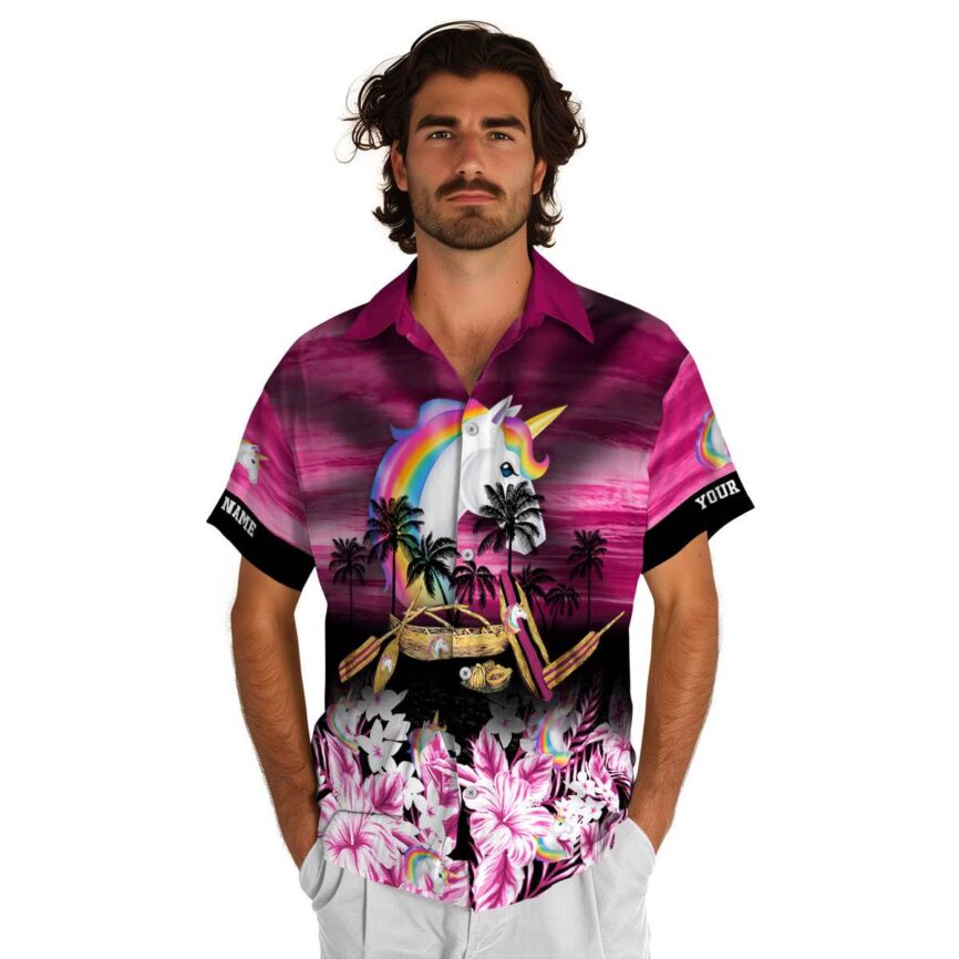 Customized Unicorn Sunset Beach Canoe Hawaiian Shirt New Arrival