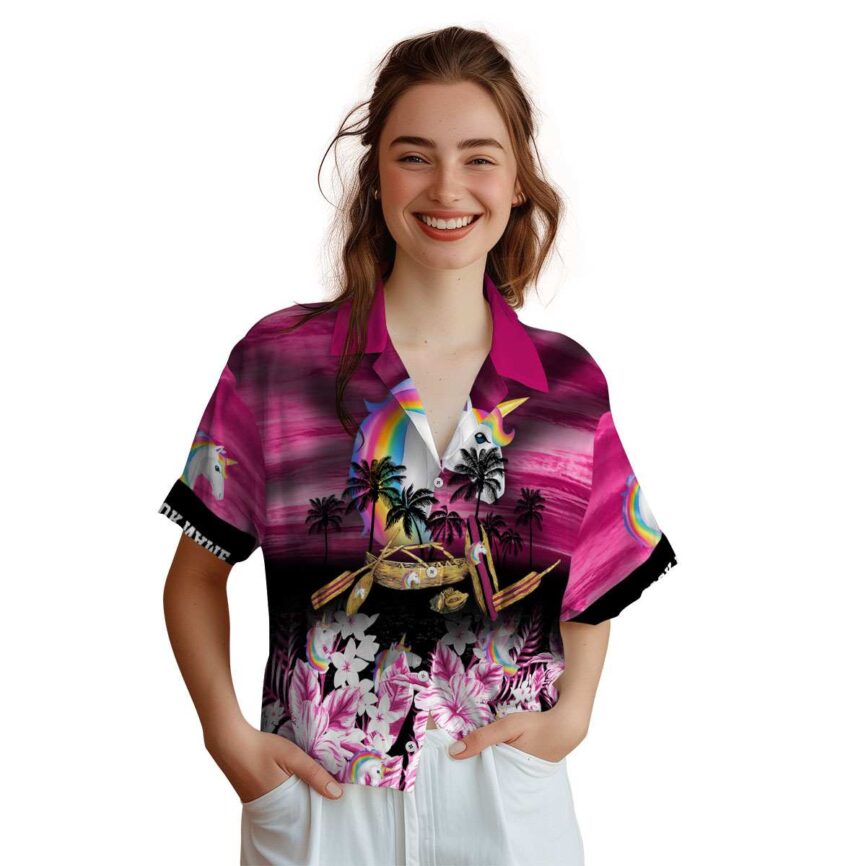 Customized Unicorn Sunset Beach Canoe Hawaiian Shirt Top rated