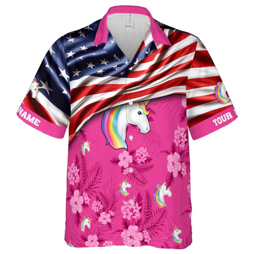 Customized Unicorn US Flag Themed Hawaiian Shirt Fashion forward
