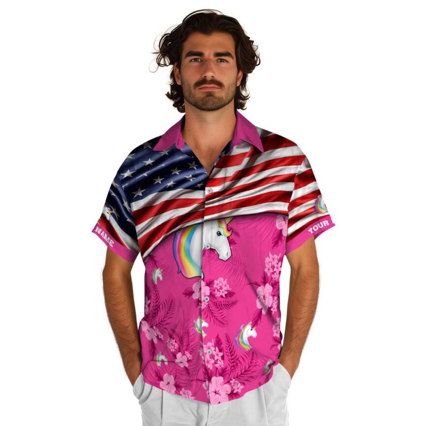Customized Unicorn US Flag Themed Hawaiian Shirt New Arrival
