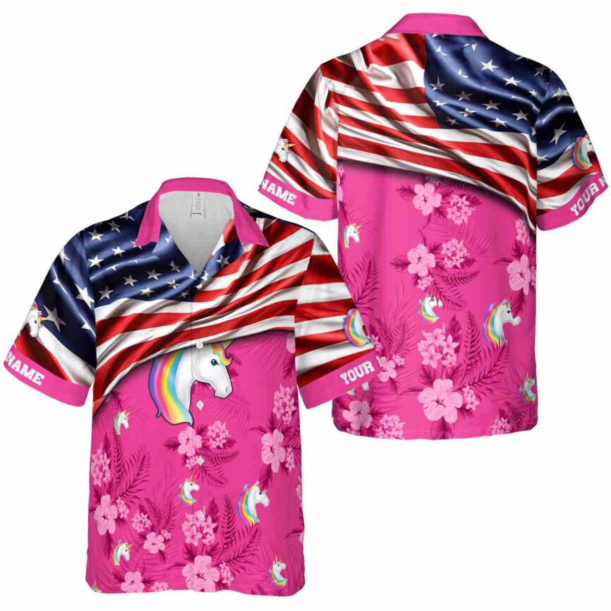 Customized Unicorn US Flag Themed Hawaiian Shirt Premium grade