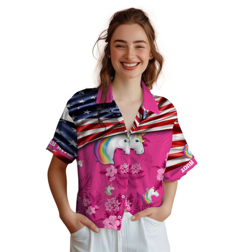 Customized Unicorn US Flag Themed Hawaiian Shirt Top rated
