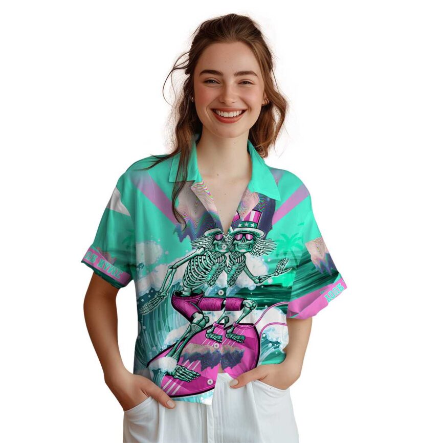 Customized Vaporwave Grateful Dead Motif Hawaiian Shirt Top rated