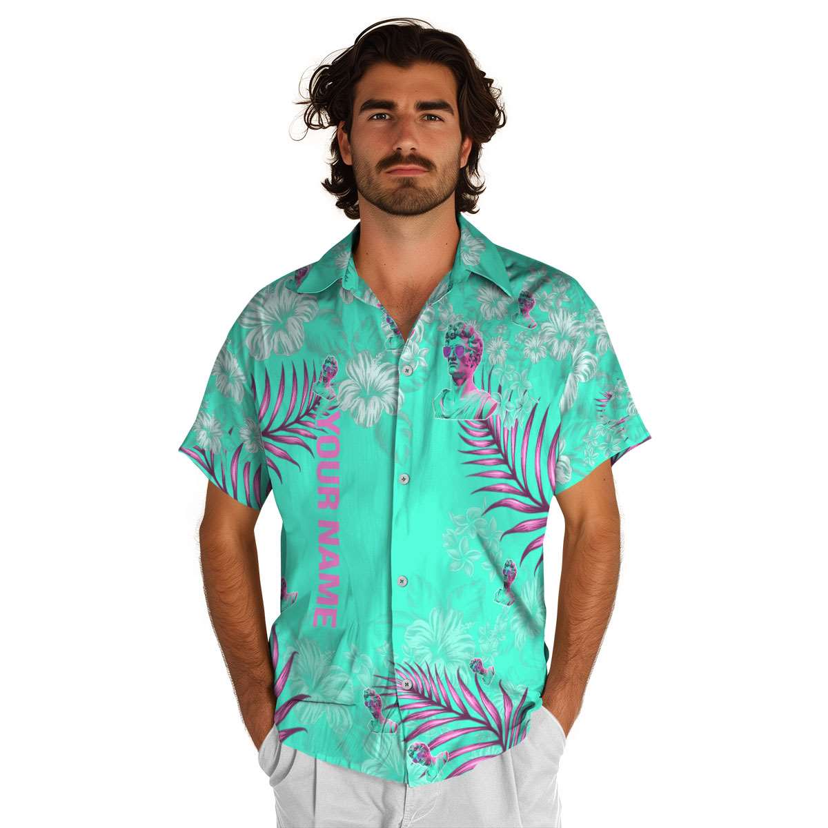 Customized Vaporwave Hibiscus Pattern Hawaiian Shirt New Arrival Customized Vaporwave Hibiscus Pattern Hawaiian Shirt New Arrival