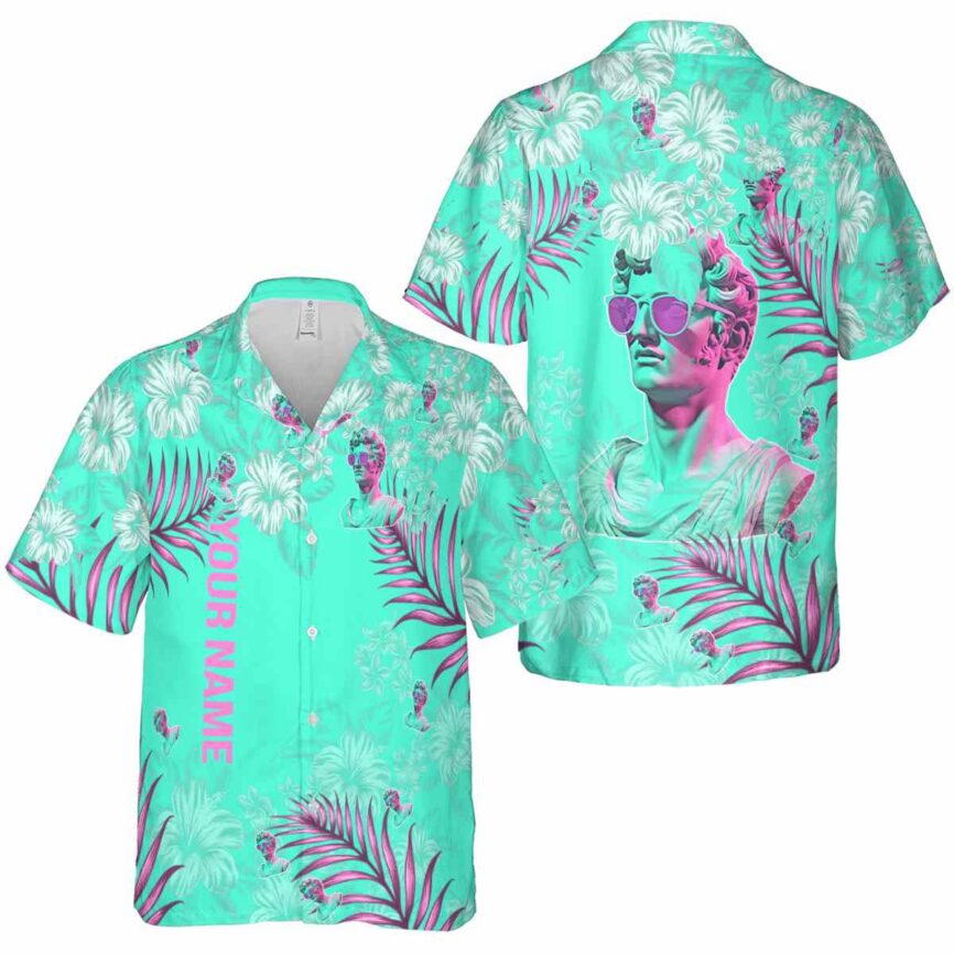 Customized Vaporwave Hibiscus Pattern Hawaiian Shirt Premium grade