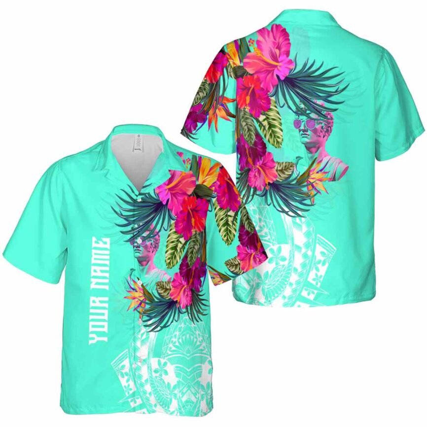 Customized Vaporwave Polynesian Flowers Hawaiian Shirt Premium grade