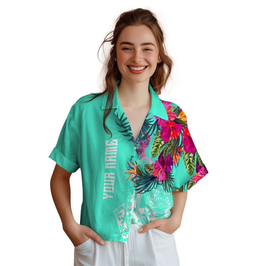 Customized Vaporwave Polynesian Flowers Hawaiian Shirt Top rated