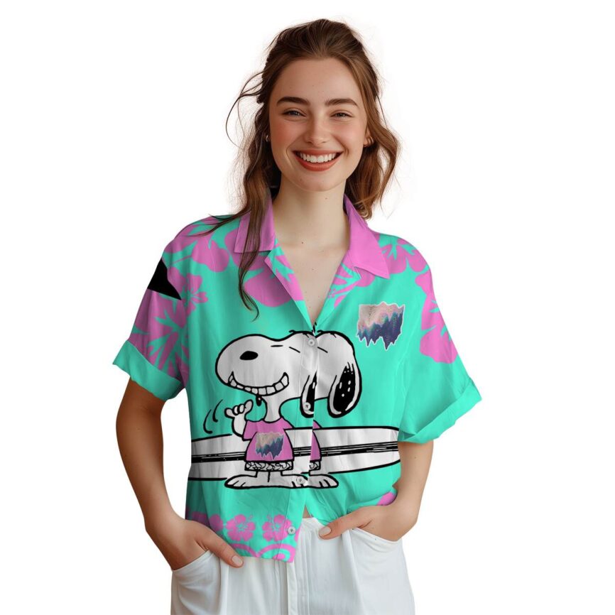 Customized Vaporwave Surfing Snoopy Hawaiian Shirt Top rated