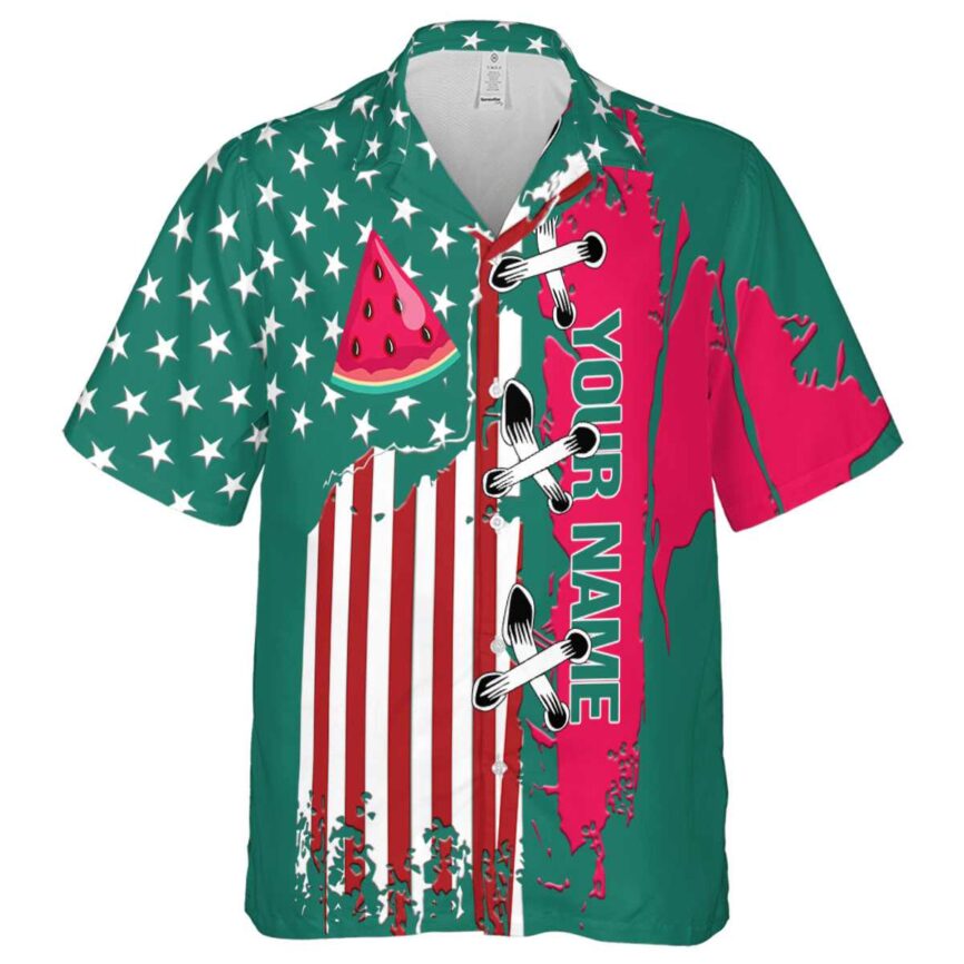 Customized Watermelon Flag Stitches Hawaiian Shirt Fashion forward