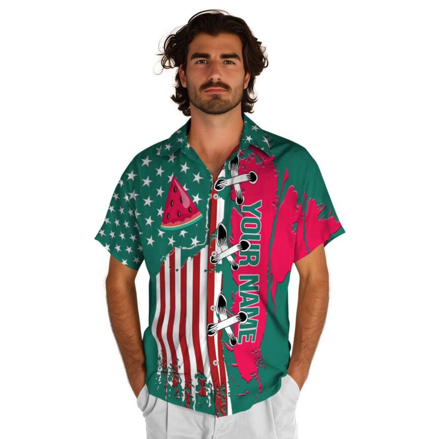 Customized Watermelon Flag Stitches Hawaiian Shirt New Arrival