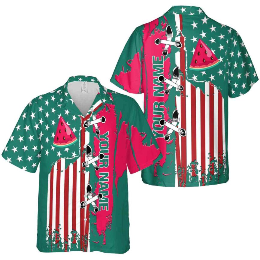 Customized Watermelon Flag Stitches Hawaiian Shirt Premium grade