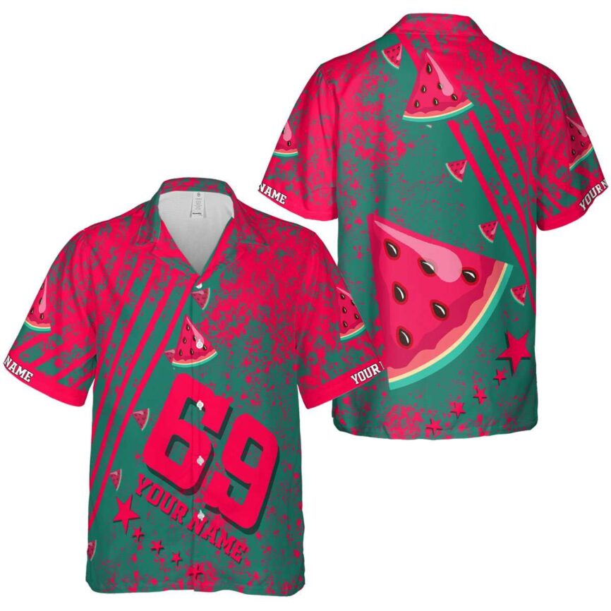Customized Watermelon Stripe Burst Hawaiian Shirt Premium grade