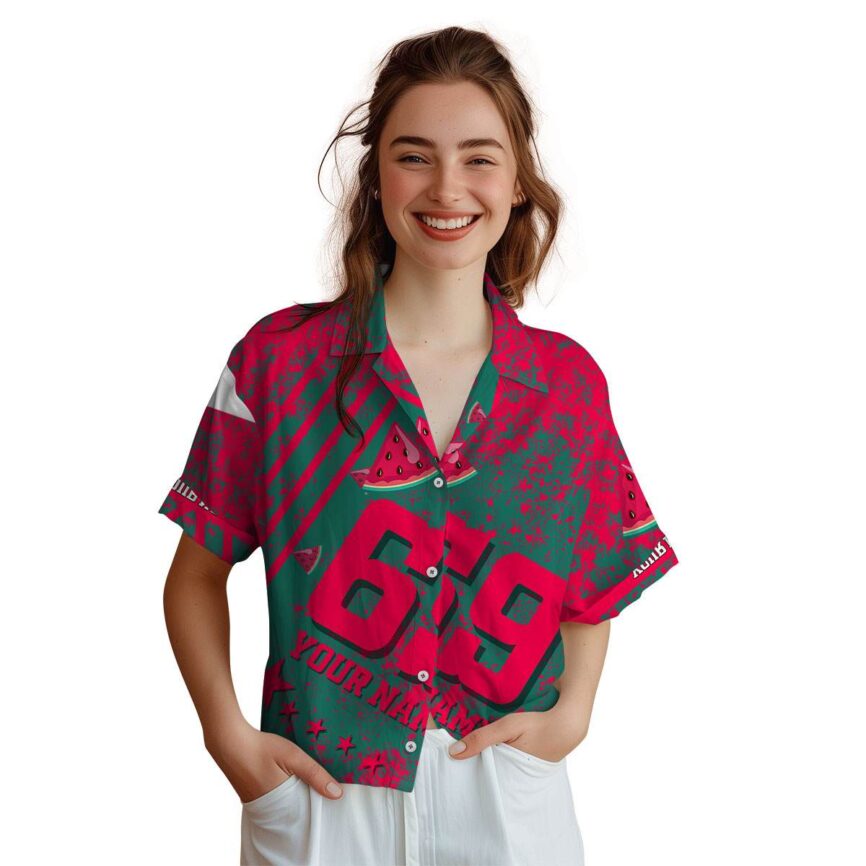 Customized Watermelon Stripe Burst Hawaiian Shirt Top rated